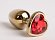 Золотистая анальная пробка с красным стразиком-сердечком - 8 см.